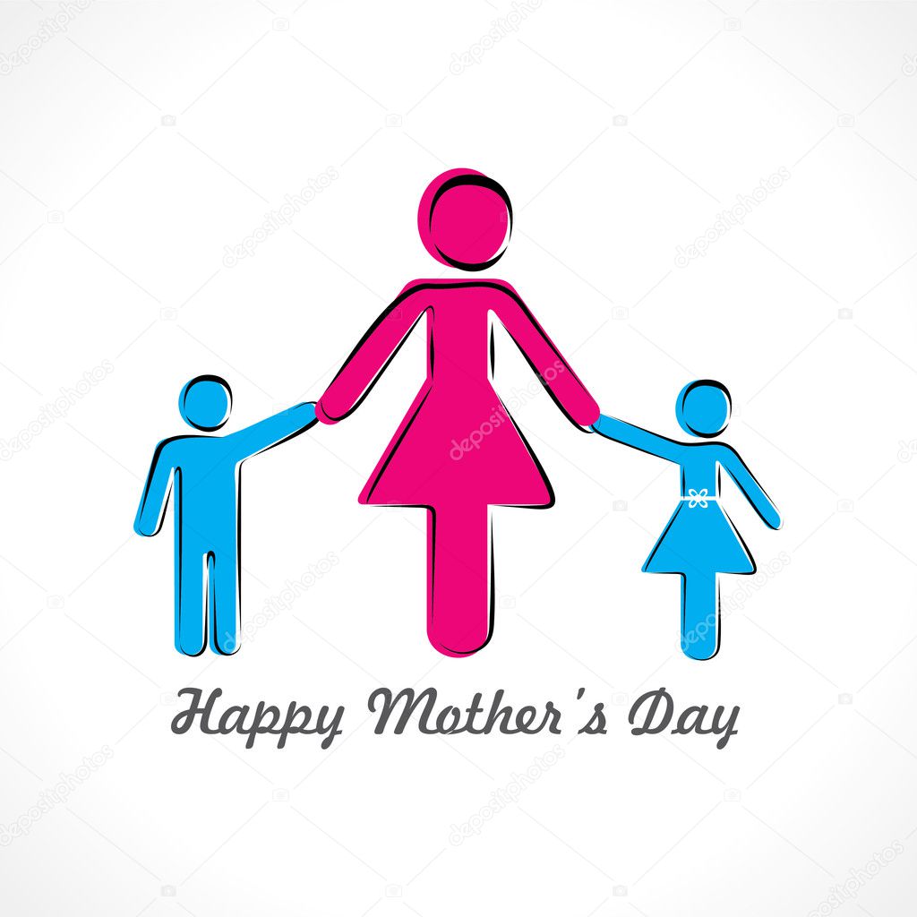 happy mothers day card with kids
