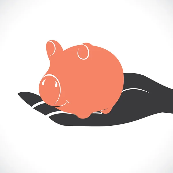 Piggy in hand — Stockvector