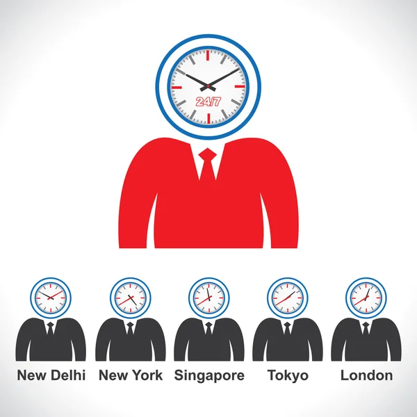 Tempo diferente de diferentes países — Vetor de Stock