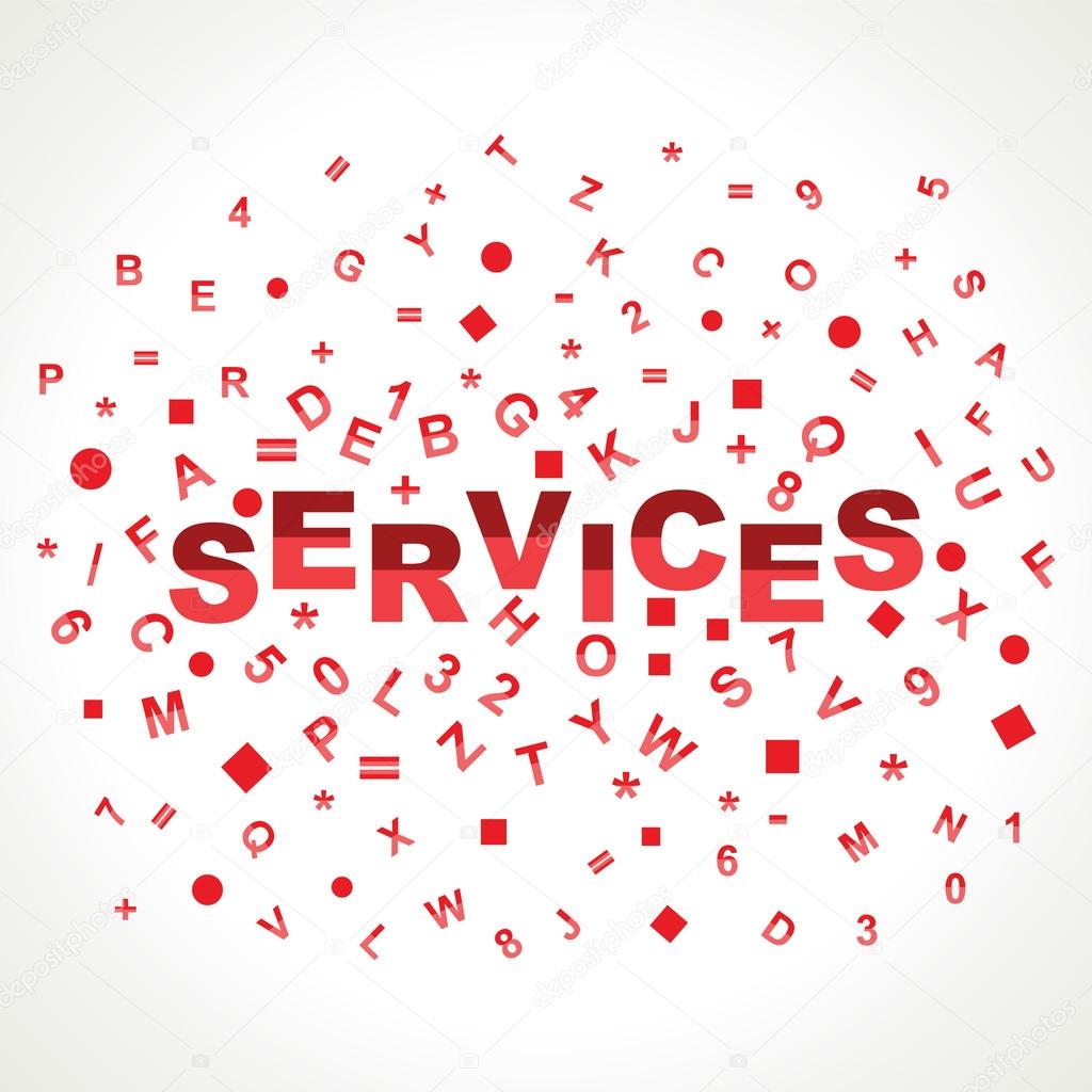 Services text with in alphabets