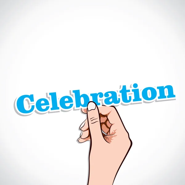 Palavra de celebração na mão — Vetor de Stock