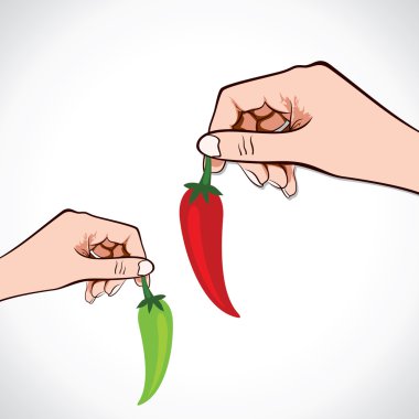 Green And Red Chilli in Hand clipart