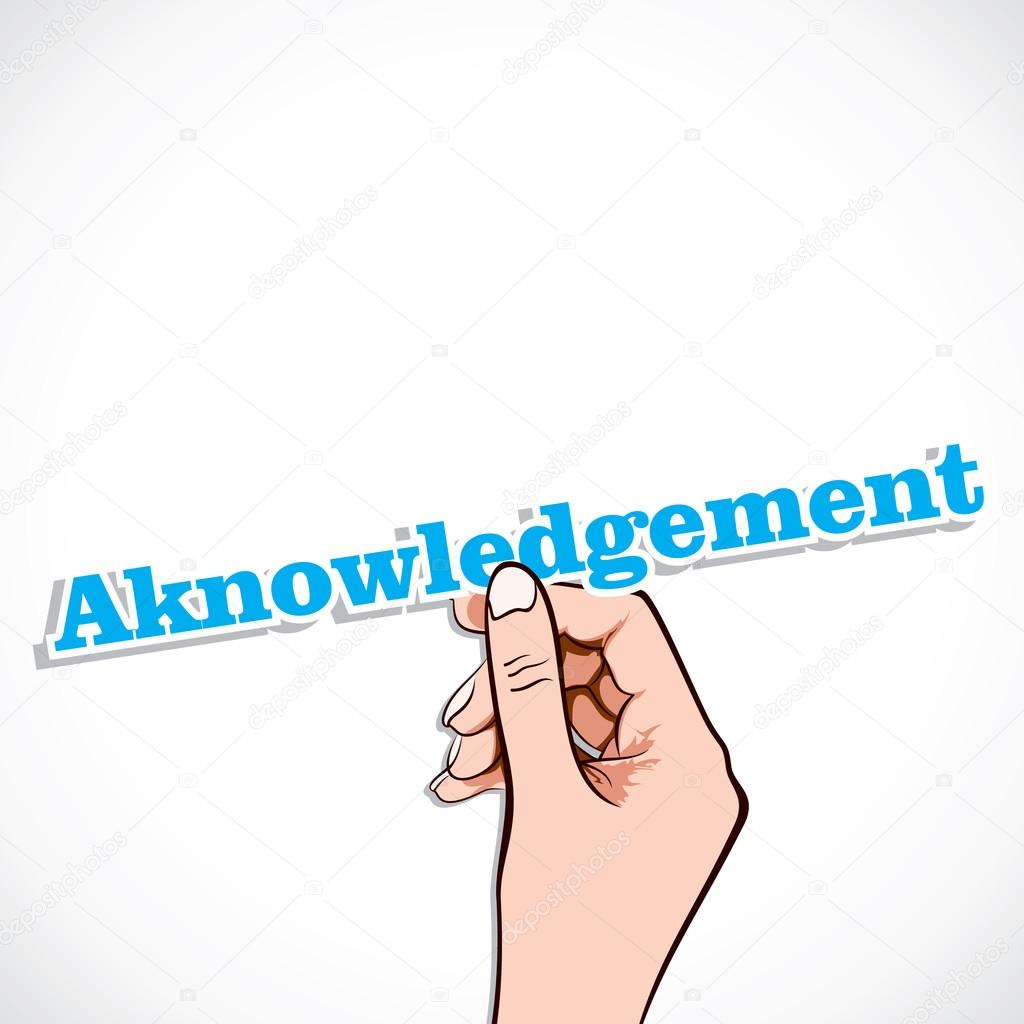 Acknowledgement word in hand