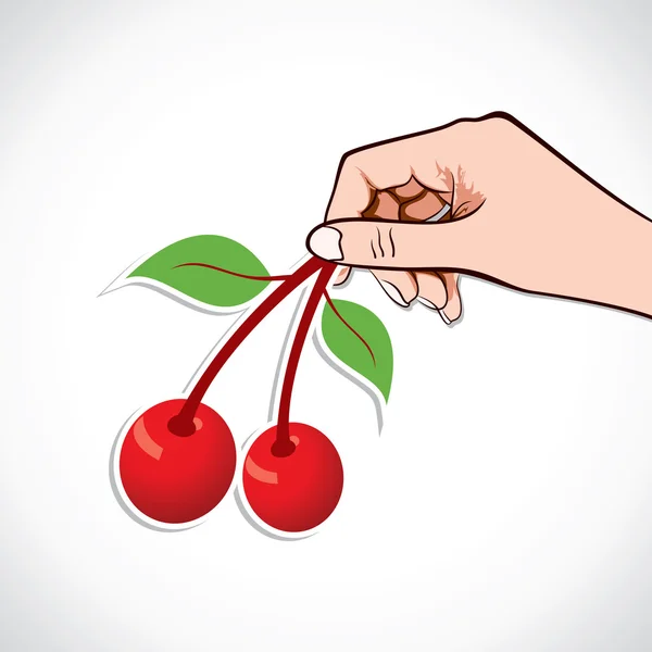Körsbär i hand — Stock vektor