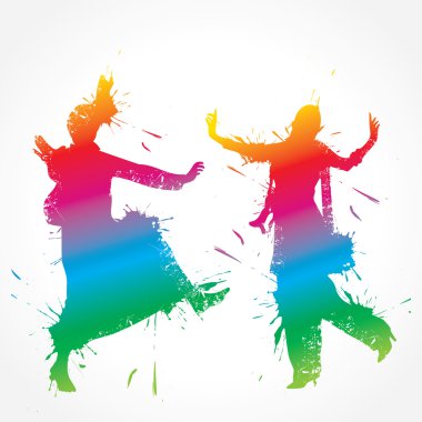 Colorful bhangra and gidda dancer clipart
