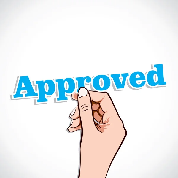 Approved word in hand — Stock Vector