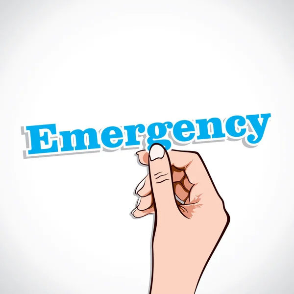 Emergency word in hand — Stock Vector