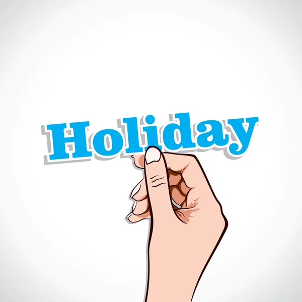 Holiday word in hand — Stock Vector