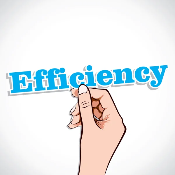 Efficiency word in hand — Stock Vector