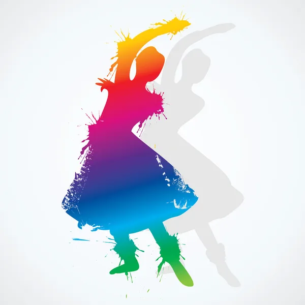 Ilustrasi dari warna-warni penari klasik India - Stok Vektor
