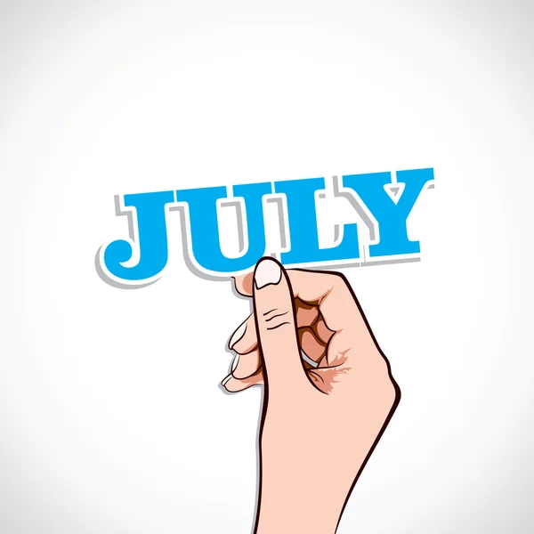 July Word In Hand — Stock Vector