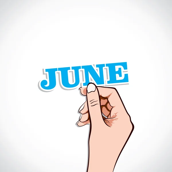 Juni Wort in der Hand — Stockvektor