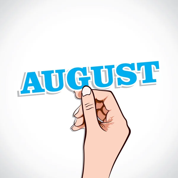 August Word In Hand — Stock Vector