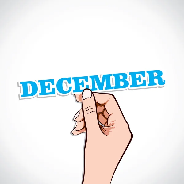 Palabra de diciembre en mano — Vector de stock