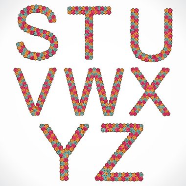 çiçek alfabe s, t, u, v, w, x, y, z
