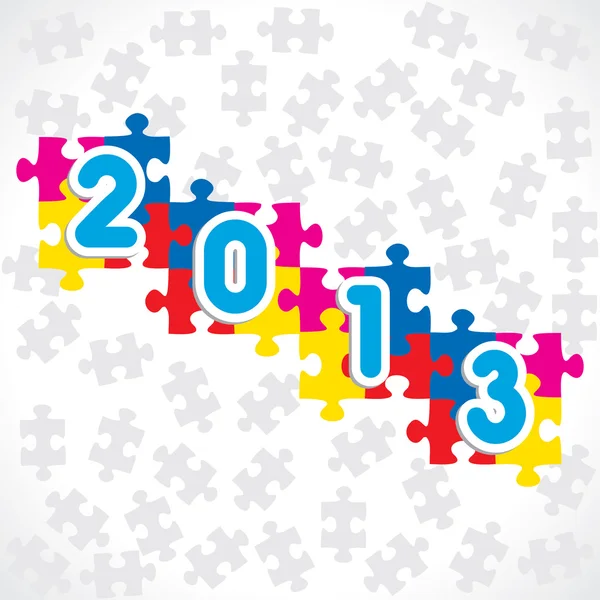 New Year Greeting Card with puzzle Pieces — Stock Vector