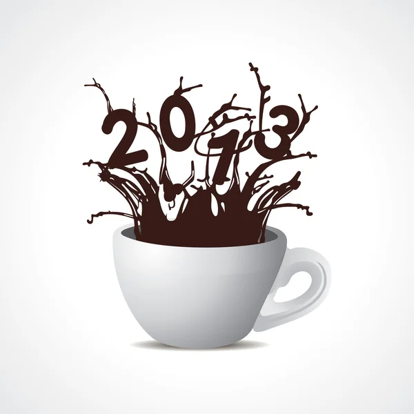 New year 2013 creative design with coffee cup — Stock Vector