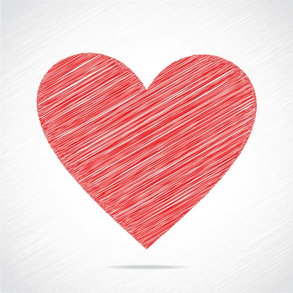 Diseño rojo del corazón del boceto — Vector de stock