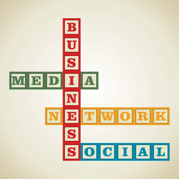 Palabra de negocios y redes sociales — Vector de stock