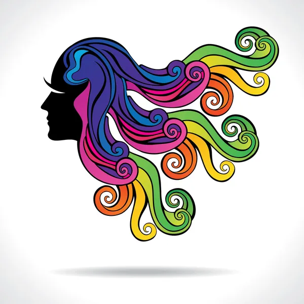 Färgglada hår mode flicka — Stock vektor