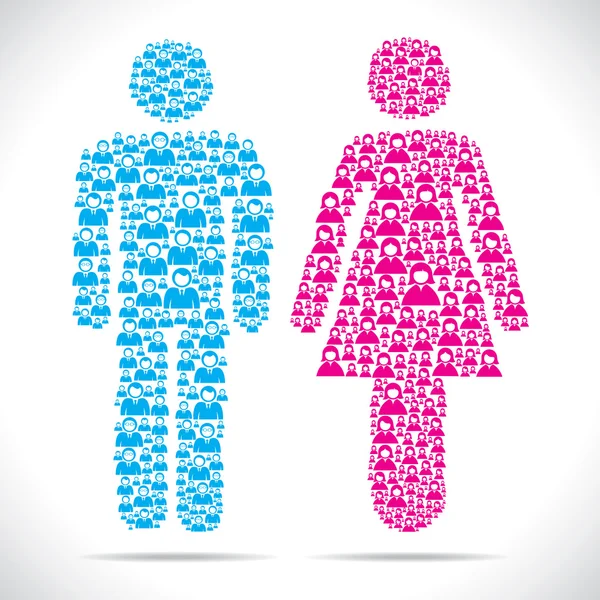 男性と女性のシンボル カラーで — ストックベクタ