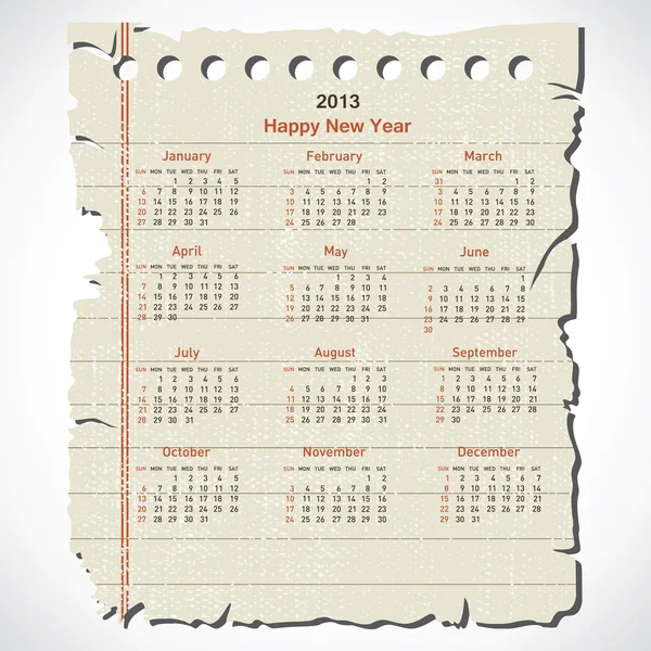 Новогодний календарь, 2013 — стоковый вектор