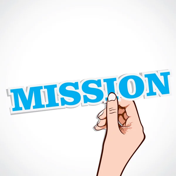 Mission word in hand stock vector — Stock Vector