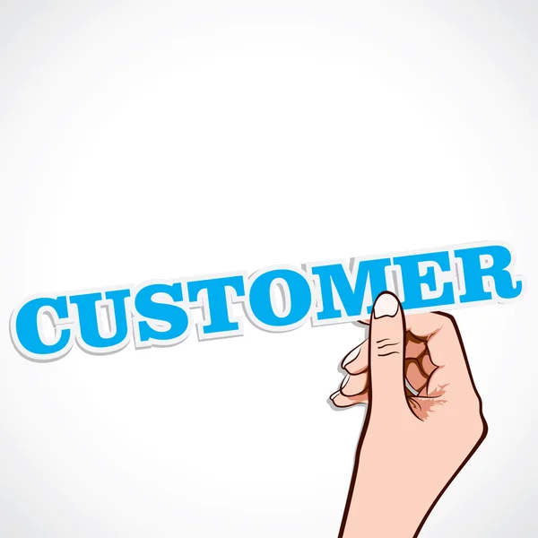 Palabra de cliente en mano vector de stock — Vector de stock