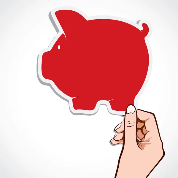 Banco piggy vermelho no vetor estoque mão — Vetor de Stock