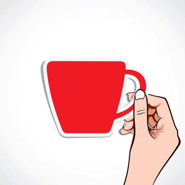 Copo de café vermelho no vetor estoque mão — Vetor de Stock