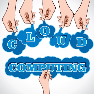 Hand showing cloud computing clipart