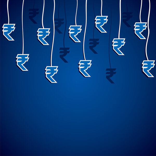 Currency symbol hang in blue back