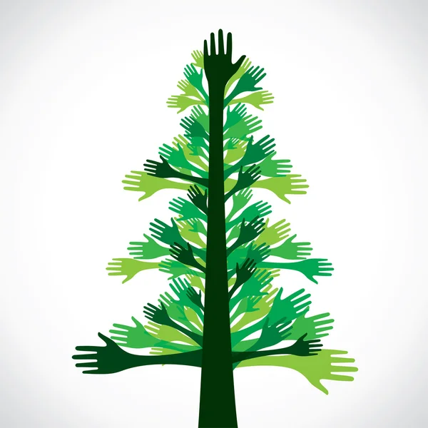 Mão verde árvore de Natal fundo — Vetor de Stock