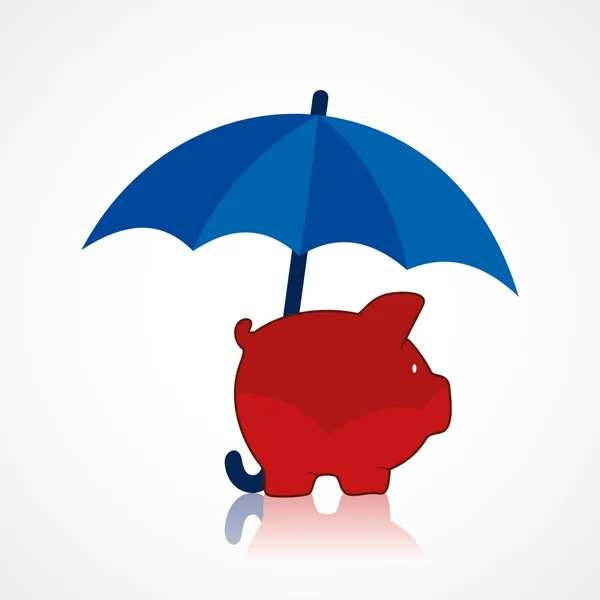 Piggy under the umbrella — Stock Vector