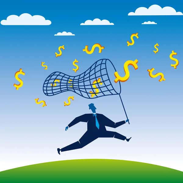 Businessmen compete to catch the dollar — Stock Vector