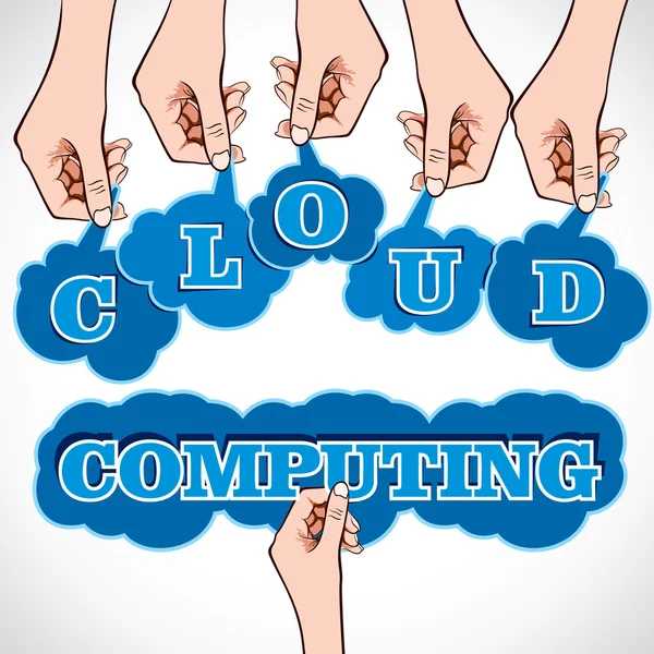 Mano mostrando cloud computing — Vettoriale Stock