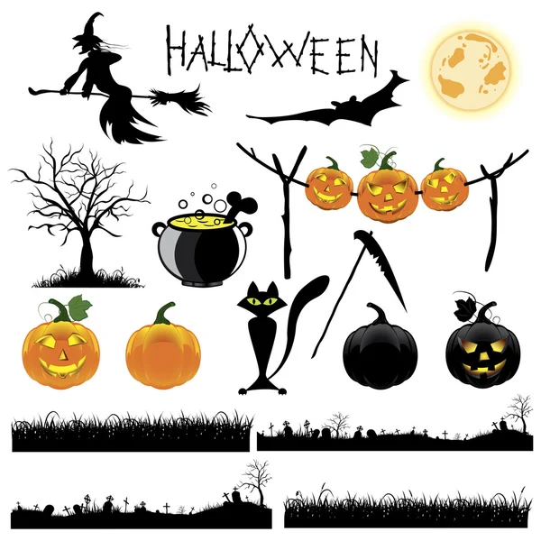 Set of Halloween vector illustration — Stock Vector