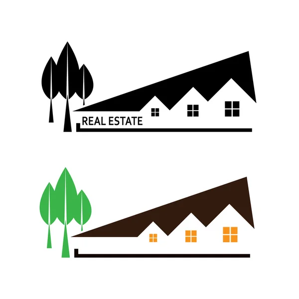 Real estate. Vector illustration house and tree on white backgro — ストックベクタ