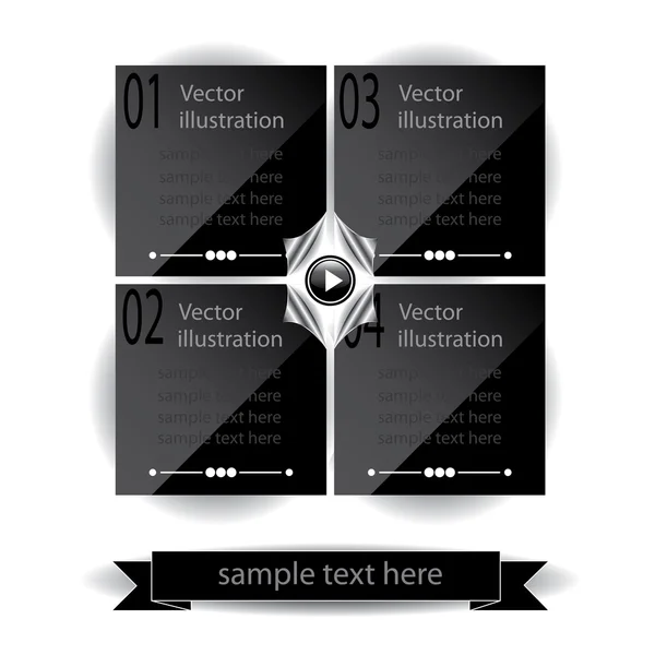 Wektor czarny błyszczący panele prezentacje z numerami — Wektor stockowy