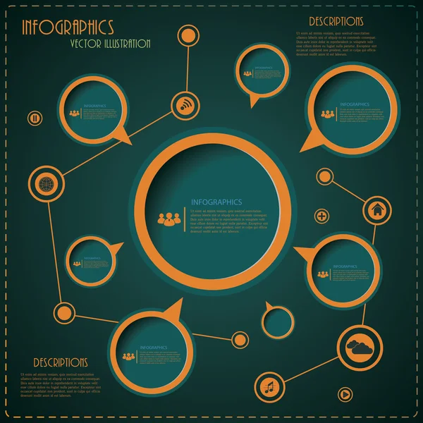 Plantilla de infografía con letras y números. Ilustración vectorial — Vector de stock