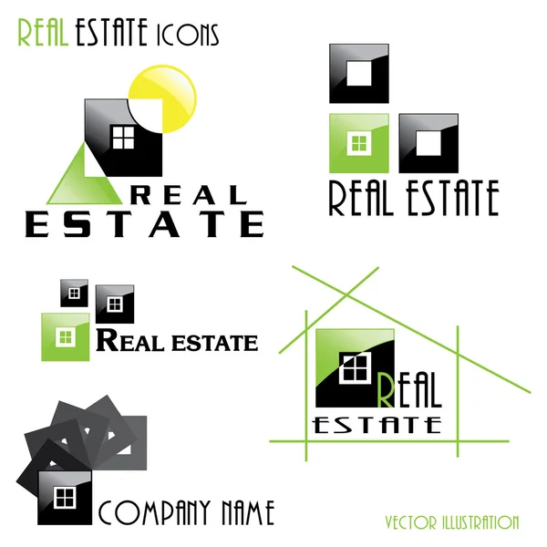 Iconos inmobiliarios modernos para el diseño de negocios. Ilustración del vector — Vector de stock