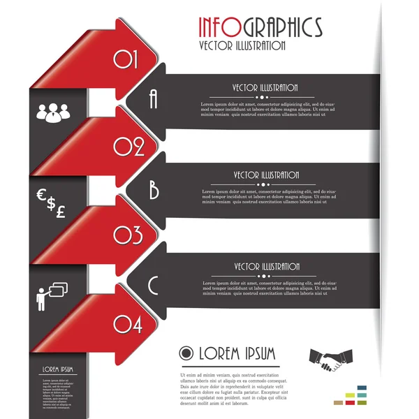 Infografik-Vorlage mit Buchstaben und Zahlen. Vektorillustration — Stockvektor