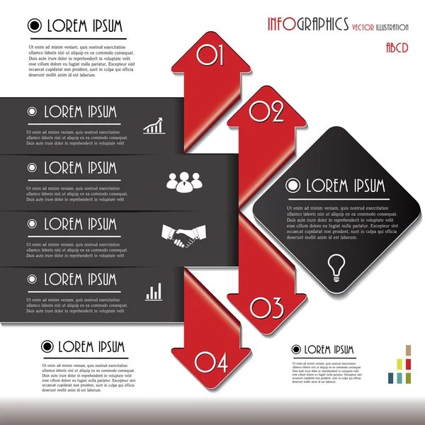 Plantilla de infografía con letras y números. Ilustración vectorial — Vector de stock