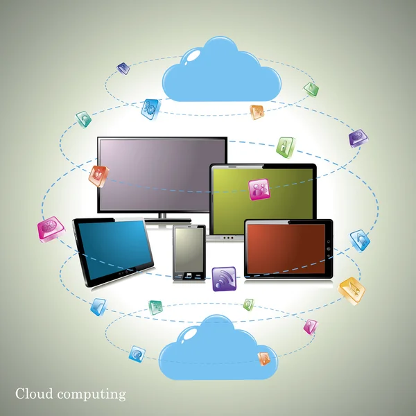 Concetto di cloud computing — Vettoriale Stock