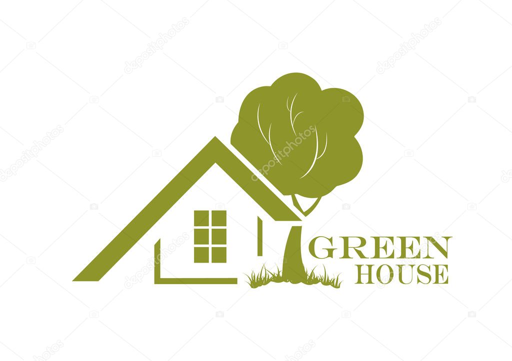 Green house icon. Vector illustration (ecology friendly home)