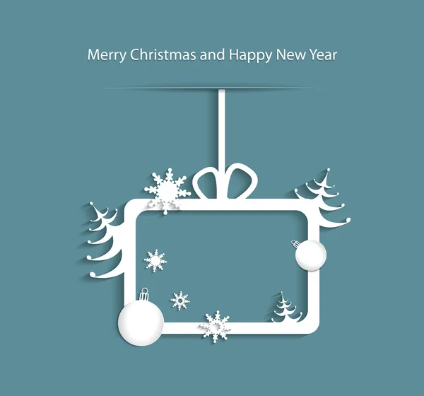 Abstract Christmas background with gift box, christmas tree, bal — Stock Vector