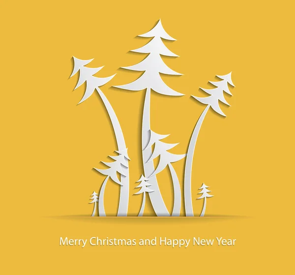 Astratto sfondo di Natale con alberi di Natale di carta — Vettoriale Stock