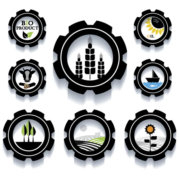 Conjunto de iconos industriales y agrícolas — Vector de stock