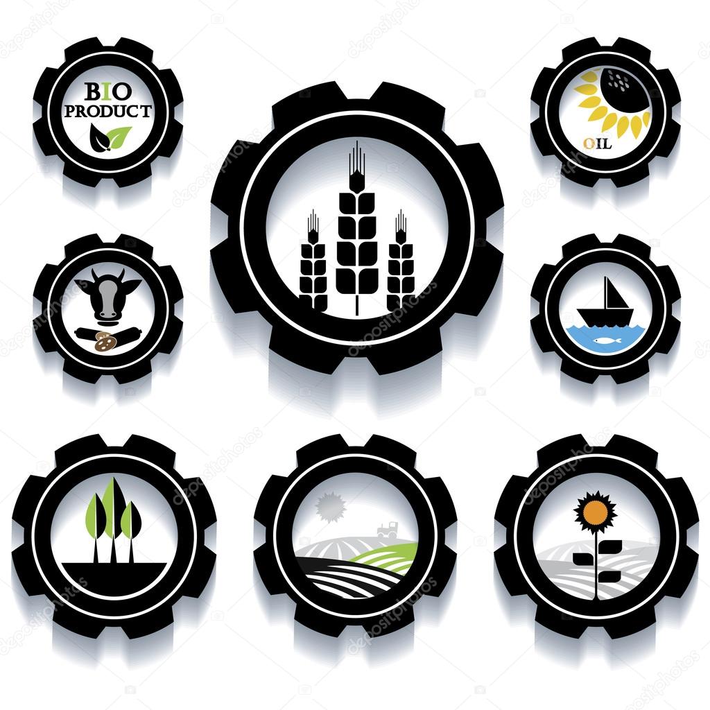 Set of Industrial and agricultural icons