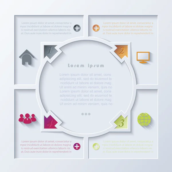 Design infográfico abstrato com círculo e setas — Vetor de Stock